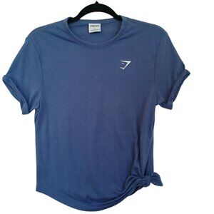Gymshark Tee Shirt Blue Short Sleeve Front Side Knot Activewear Top Womens Small